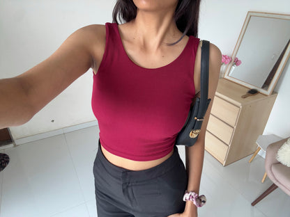 Wine Double Layer Cami Top