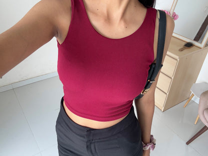 Wine Double Layer Cami Top