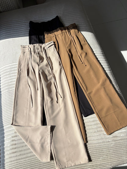 Pleated Wrap-Belt Trousers
