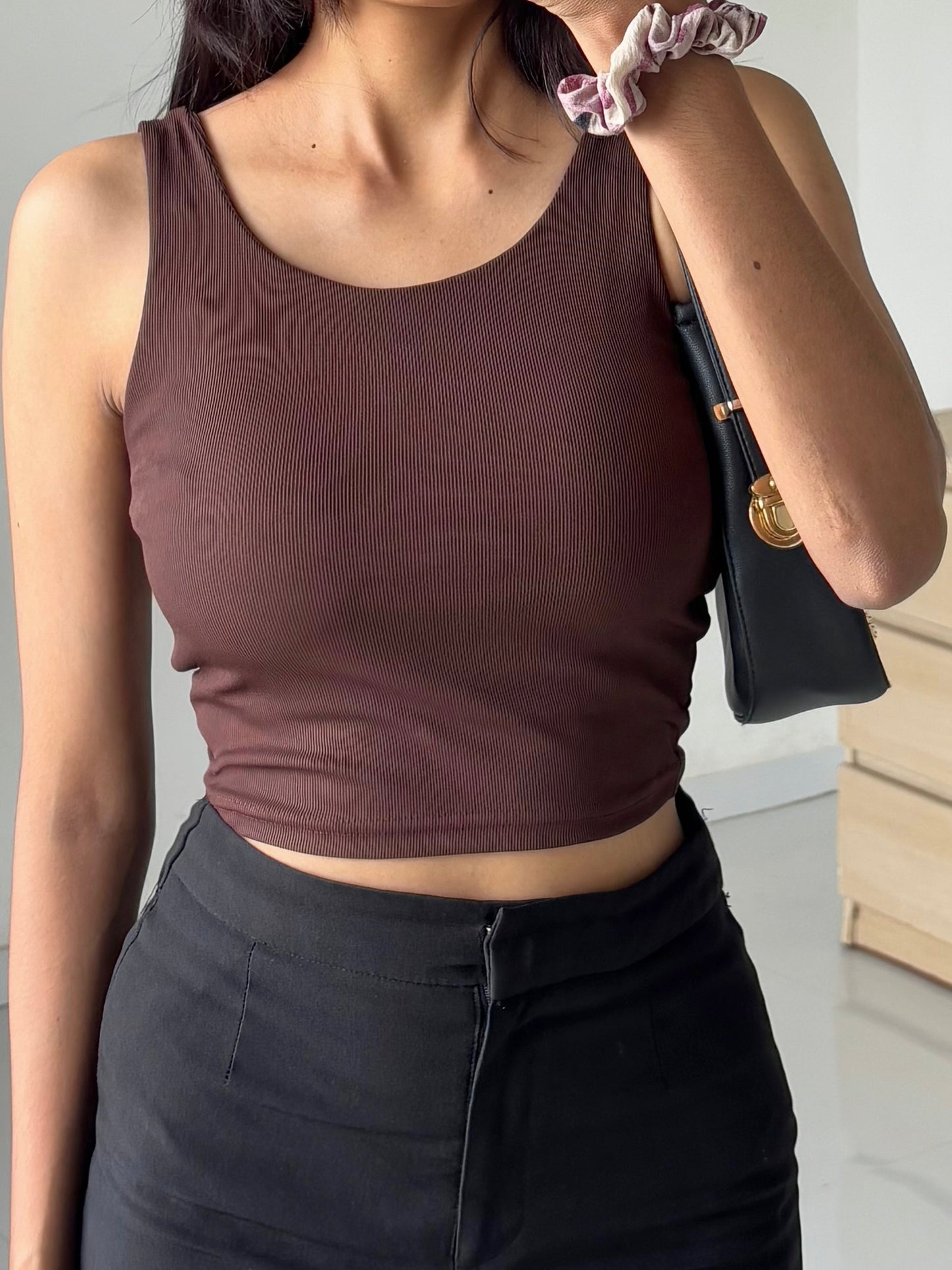 Brown Double Layer Cami Top