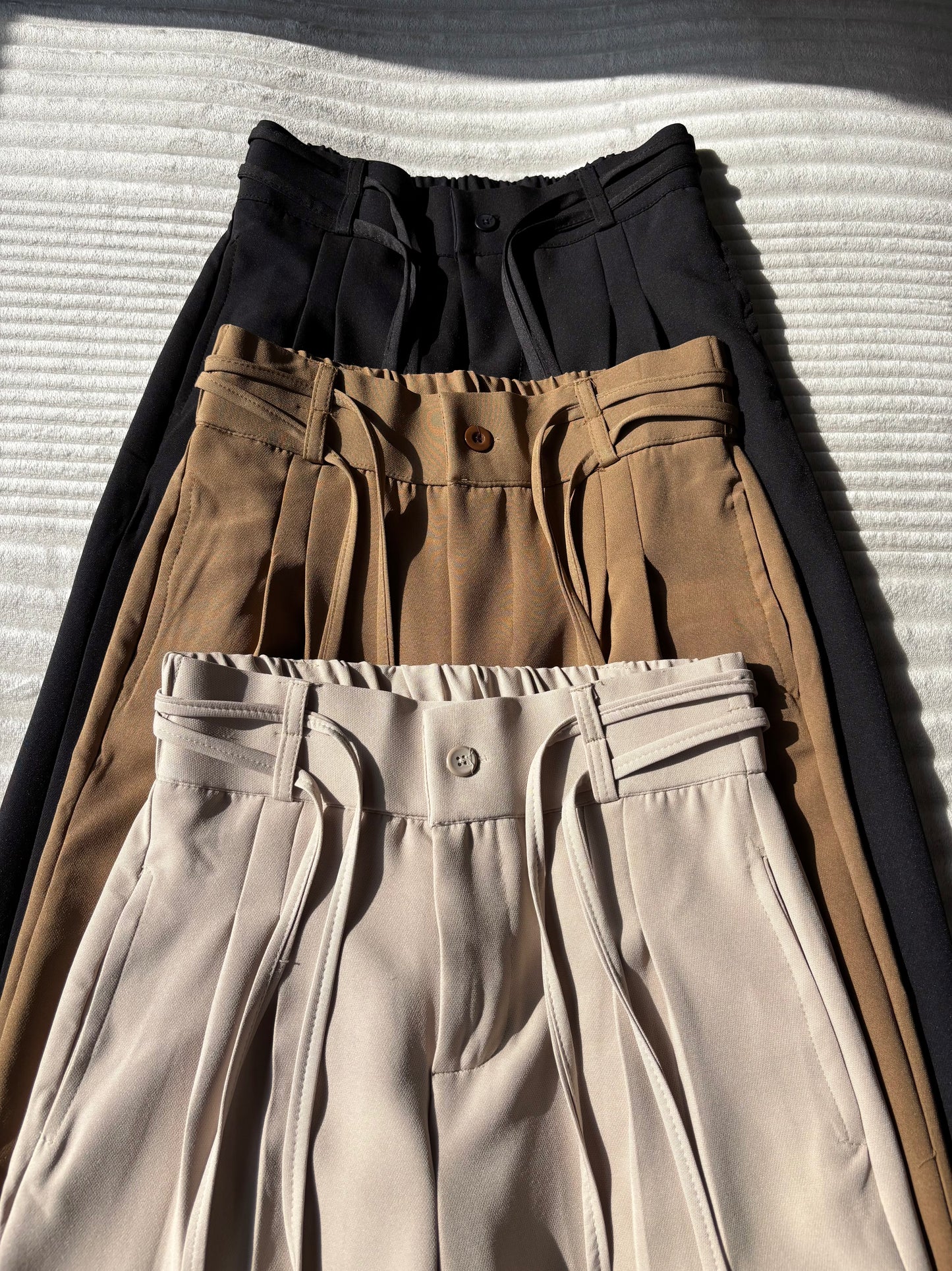 Pleated Wrap-Belt Trousers