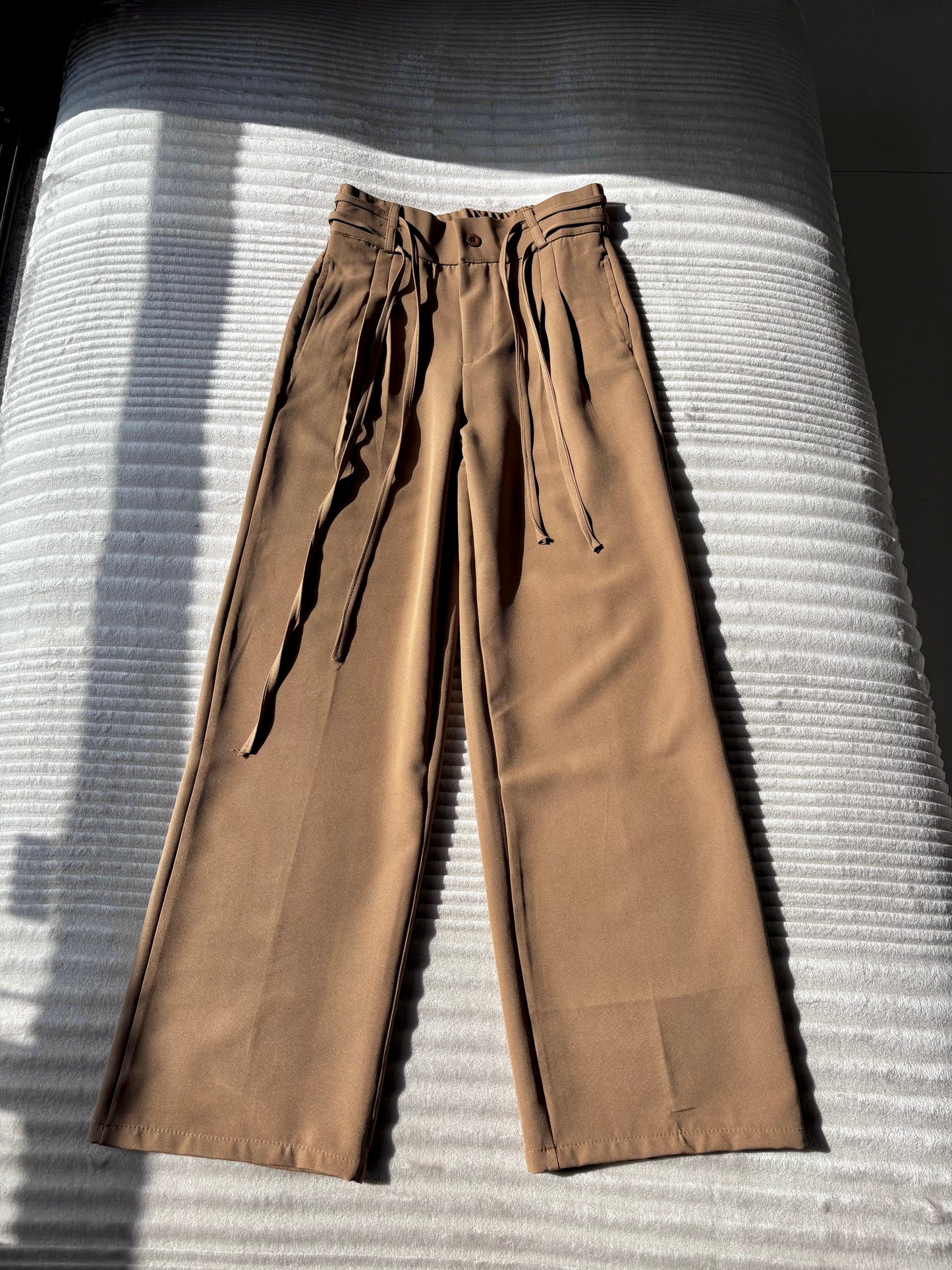 Pleated Wrap-Belt Trousers
