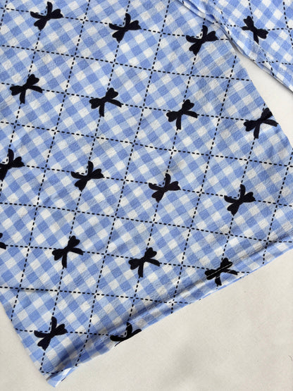 Blue Bow Checked Pants