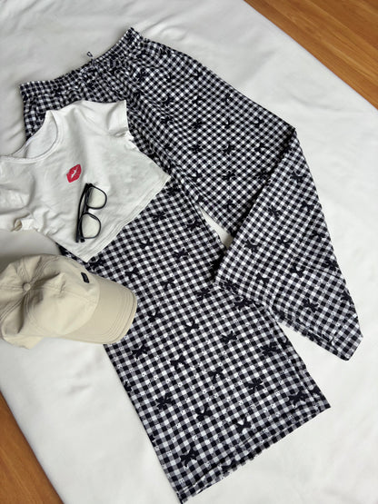 Black Bow Checked Pants