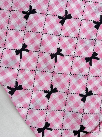 Pink Bow Checked Pants