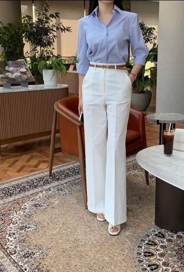 White Straight Fit Trouser