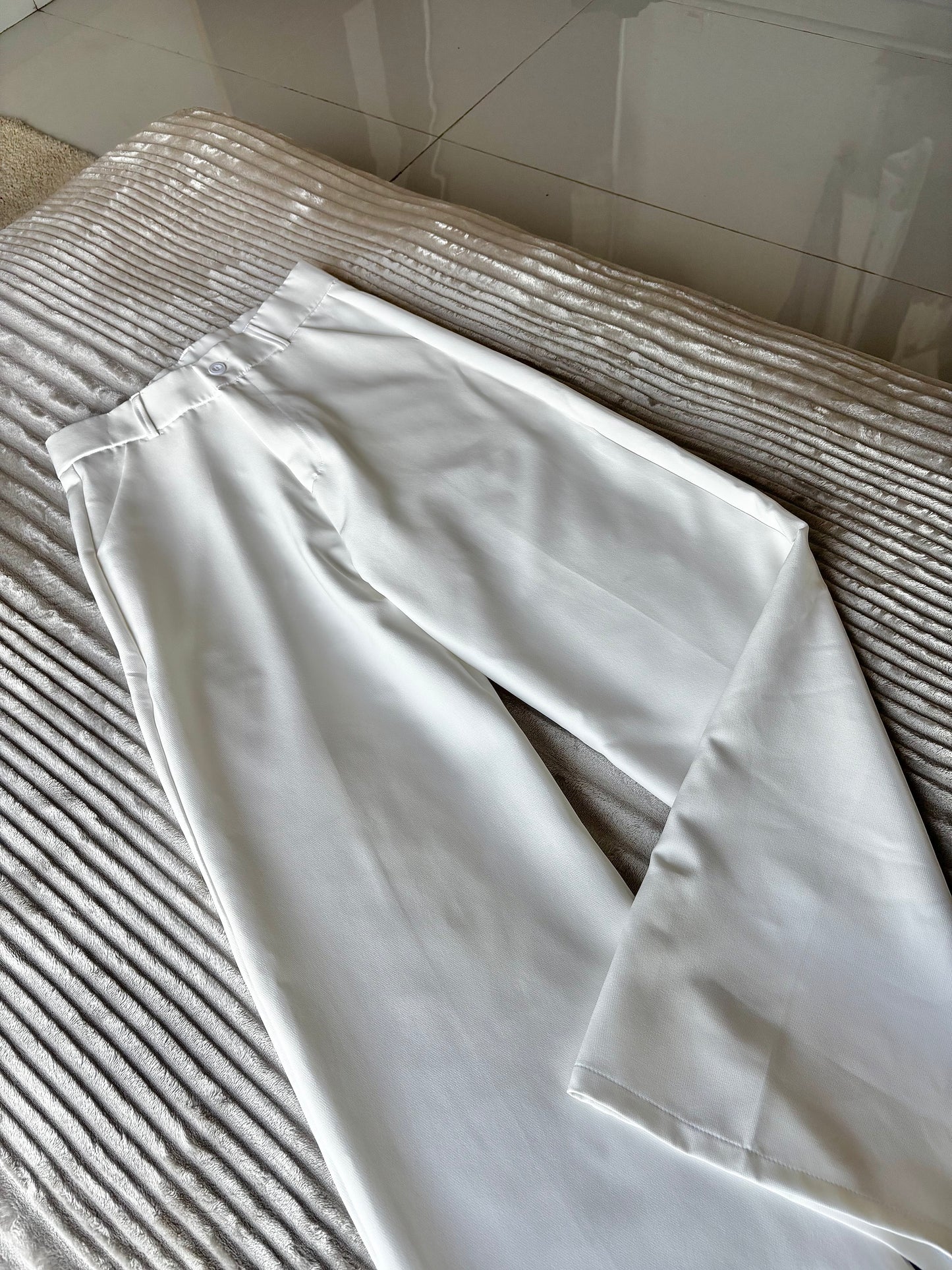 White Straight Fit Trouser