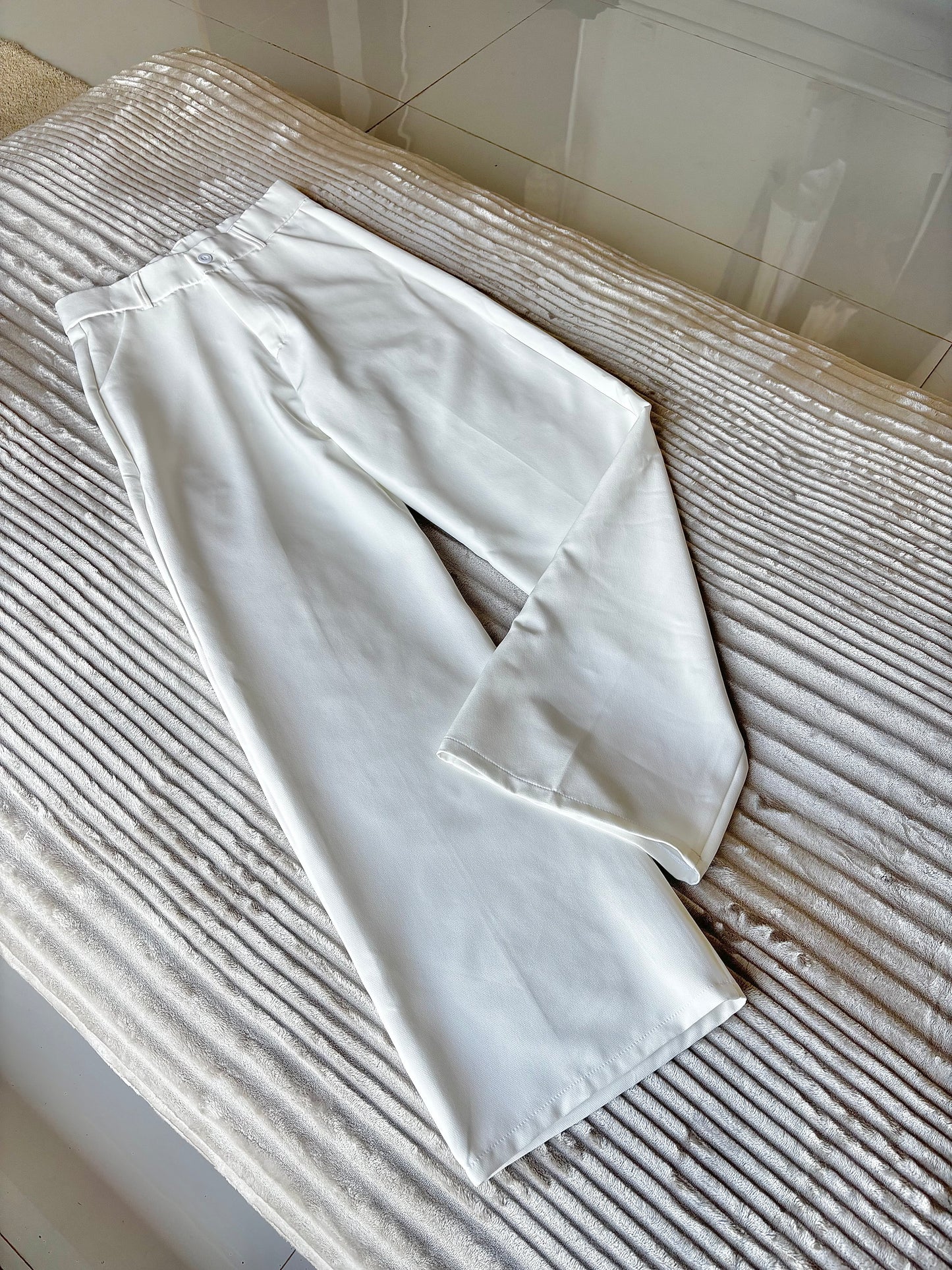 White Straight Fit Trouser