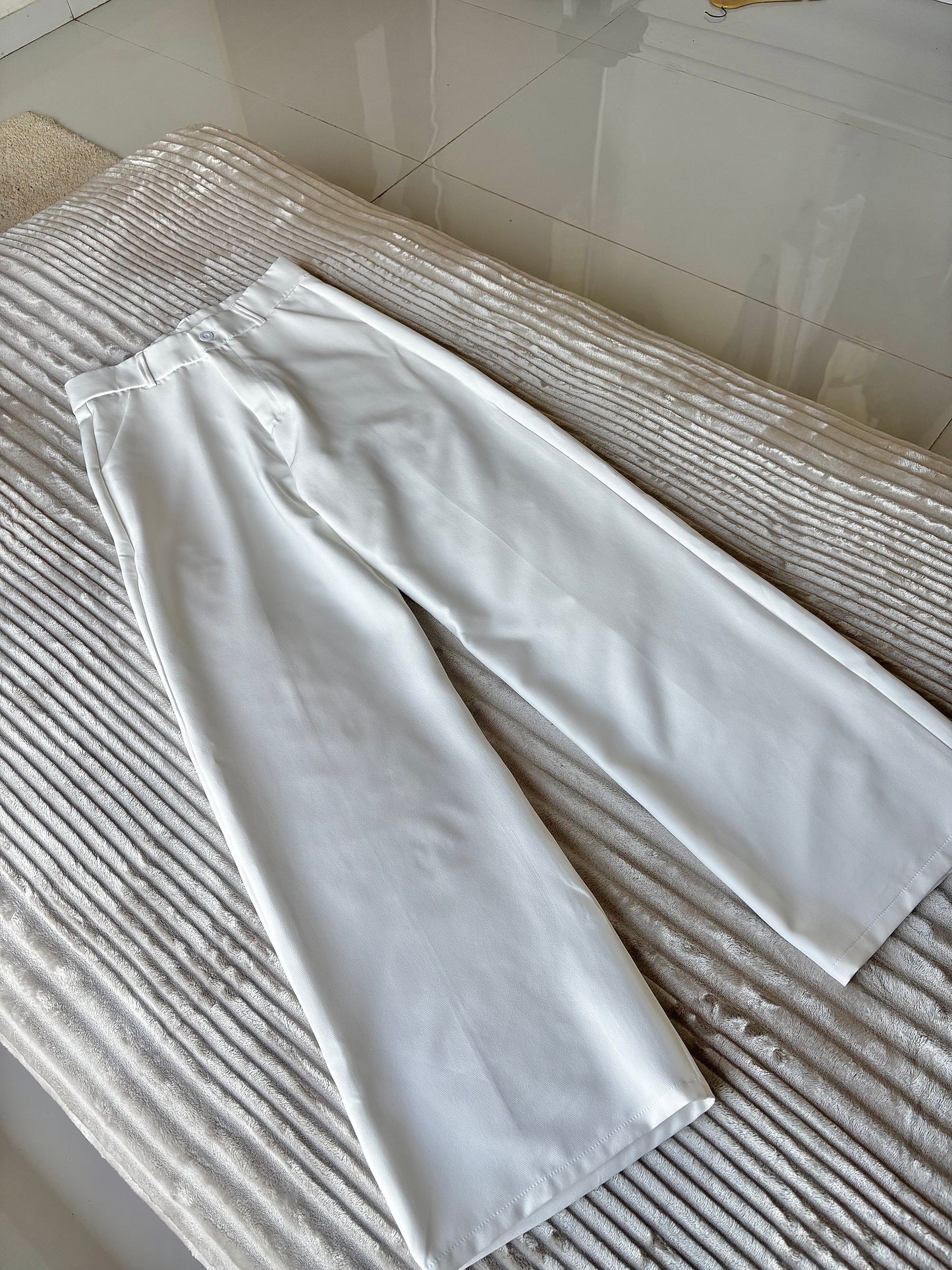 White Straight Fit Trouser