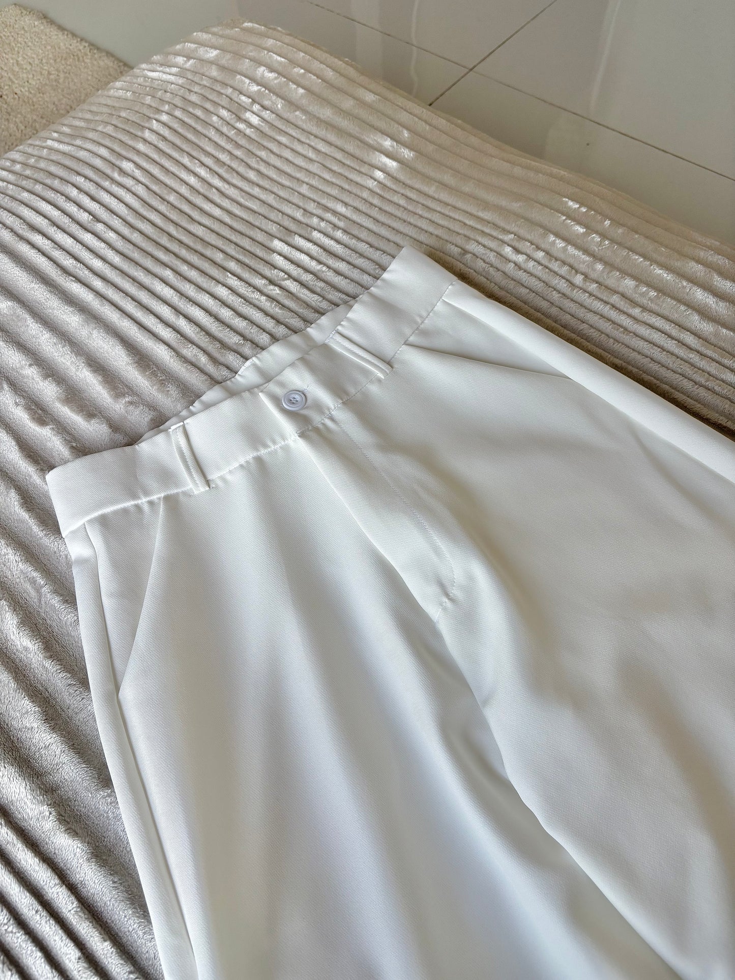 White Straight Fit Trouser