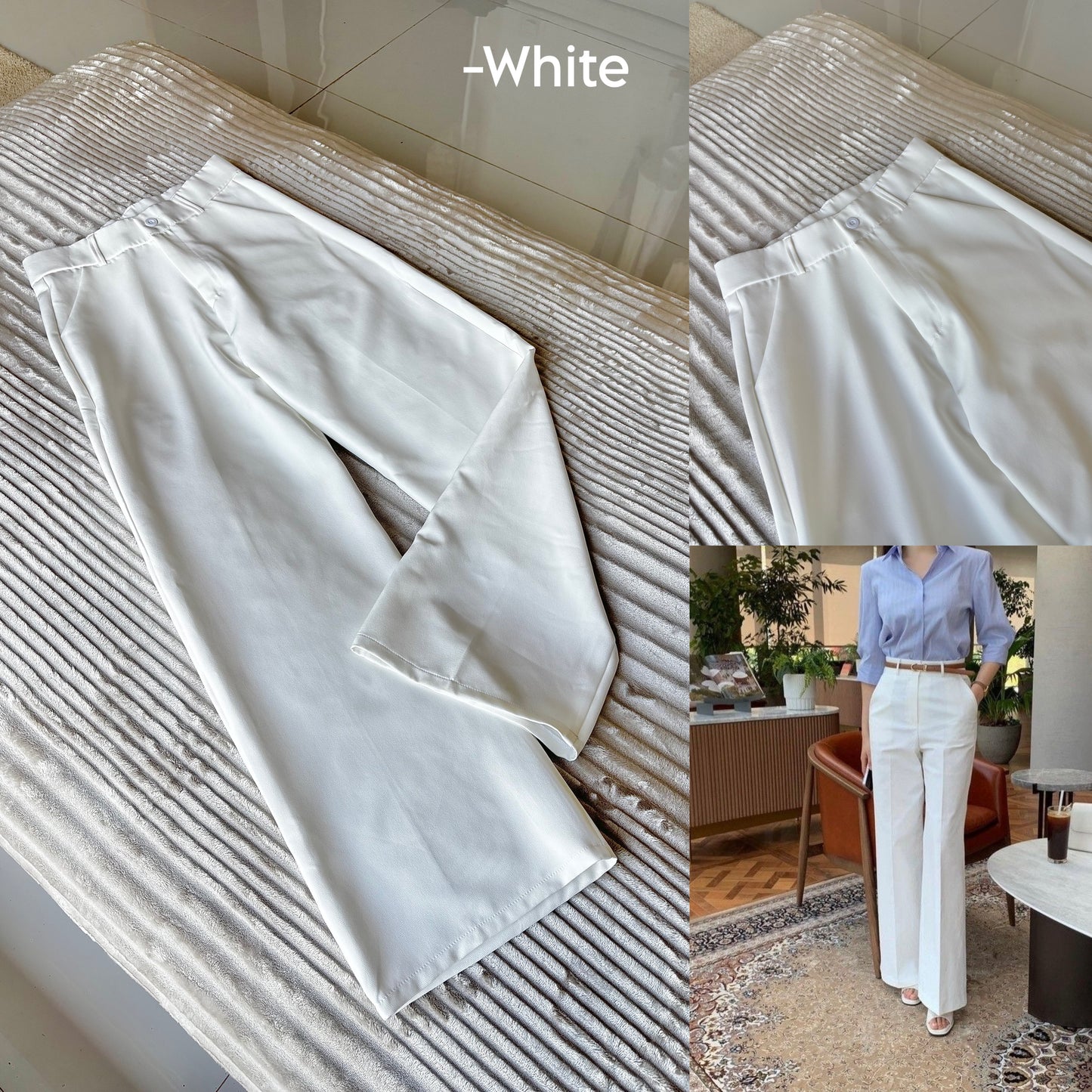 White Straight Fit Trouser