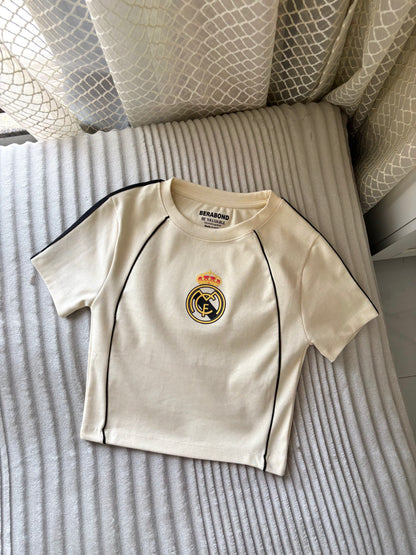 "Royal Club" Beige Crop Tee