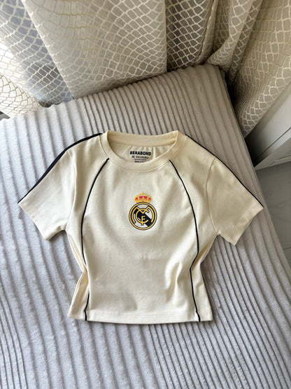 "Royal Club" Beige Crop Tee