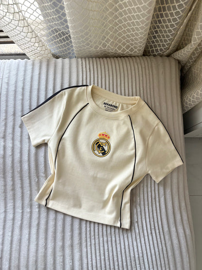 "Royal Club" Beige Crop Tee