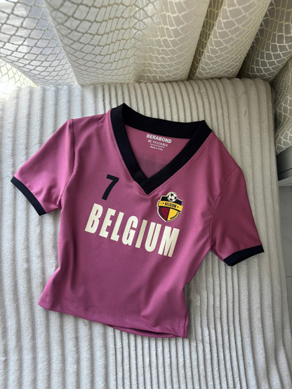 "7 Belgium" Back Print Crop Tee