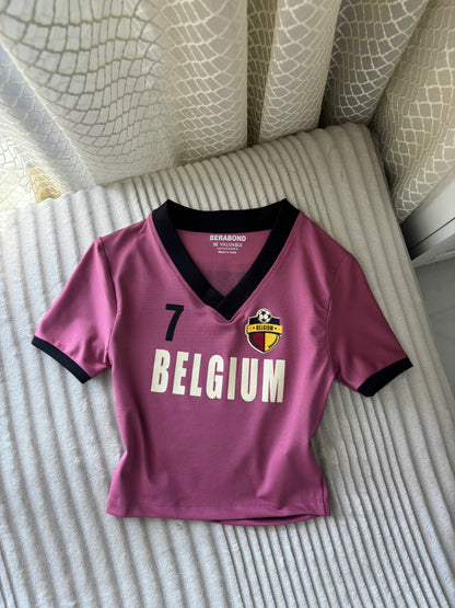 "7 Belgium" Back Print Crop Tee