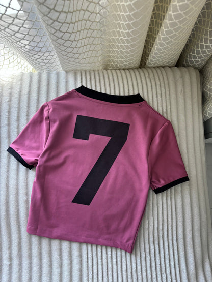 "7 Belgium" Back Print Crop Tee