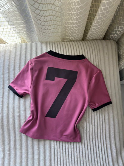 "7 Belgium" Back Print Crop Tee