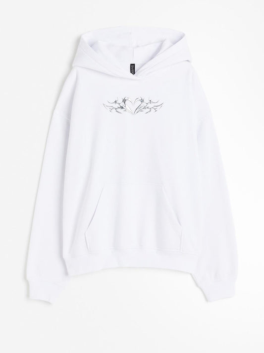H&M Oversized White Wings Hoodie For Women