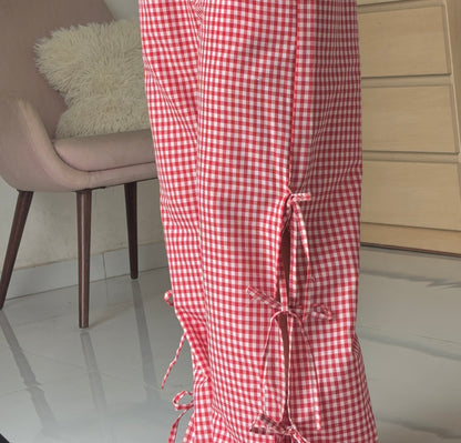 Viral Red Gingham Bow Pants