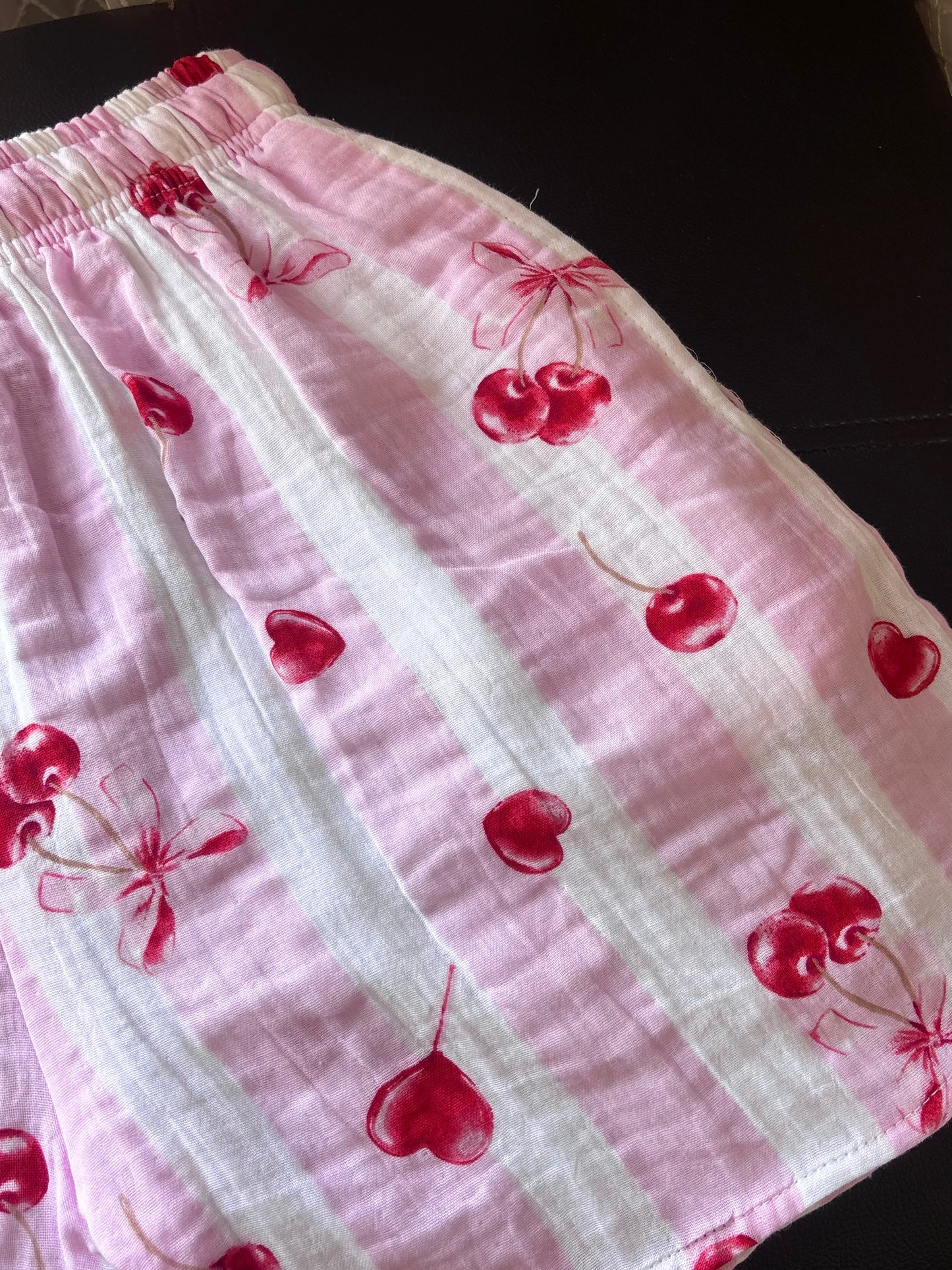 Baby Pink Cherry Mul Cotton Shorts