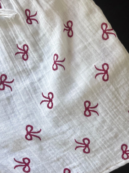 White Bow Mul Cotton Shorts