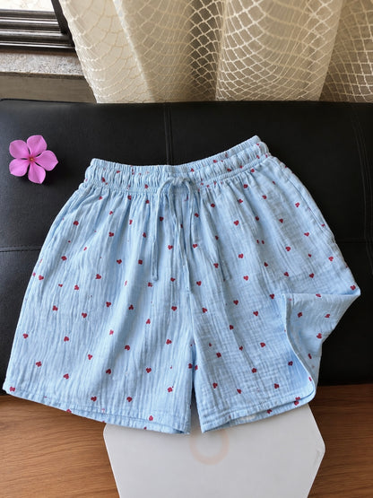 Blue Heart Mul Cotton Shorts