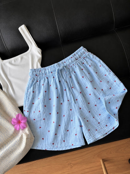 Blue Heart Mul Cotton Shorts