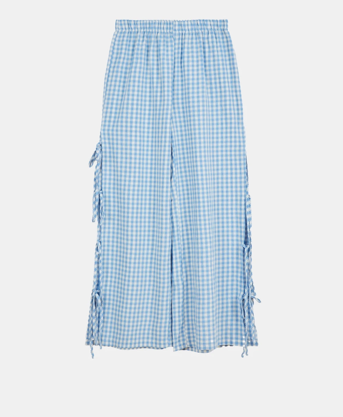 Viral Blue Gingham Bow Pants