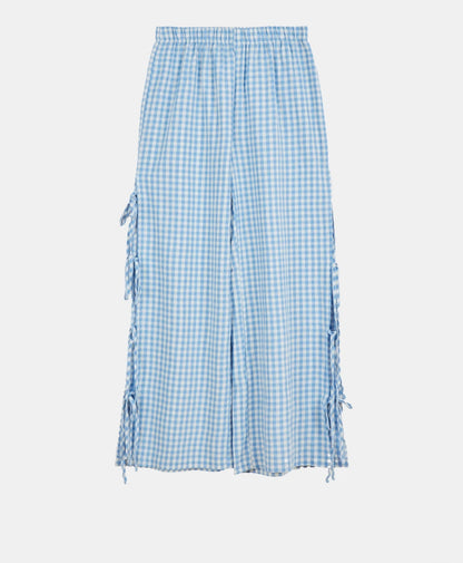Viral Blue Gingham Bow Pants