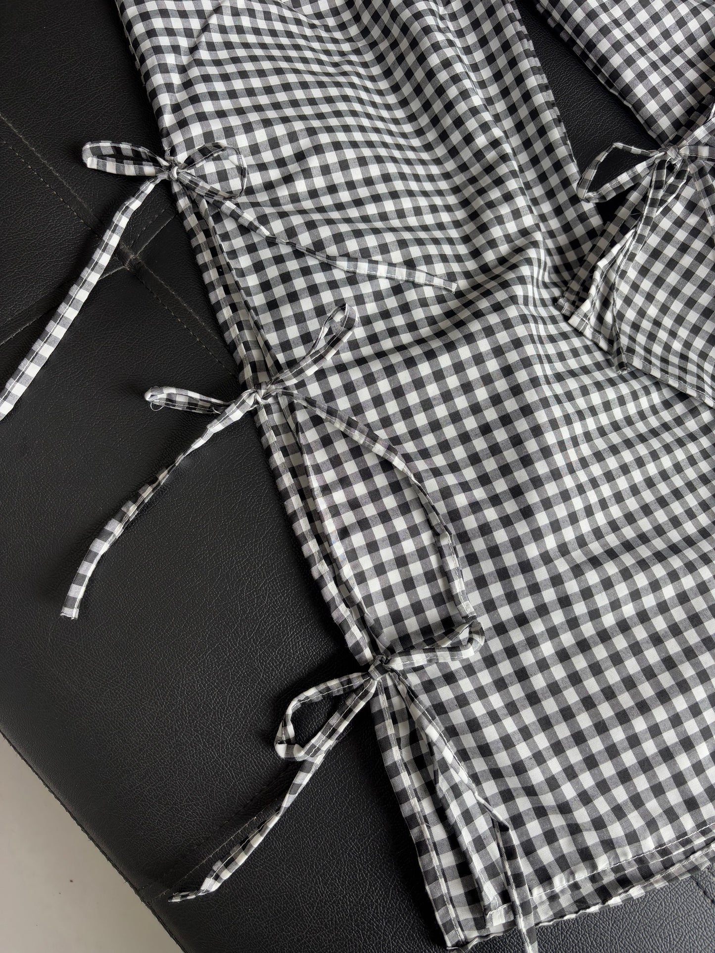 Viral Black Gingham Bow Pants