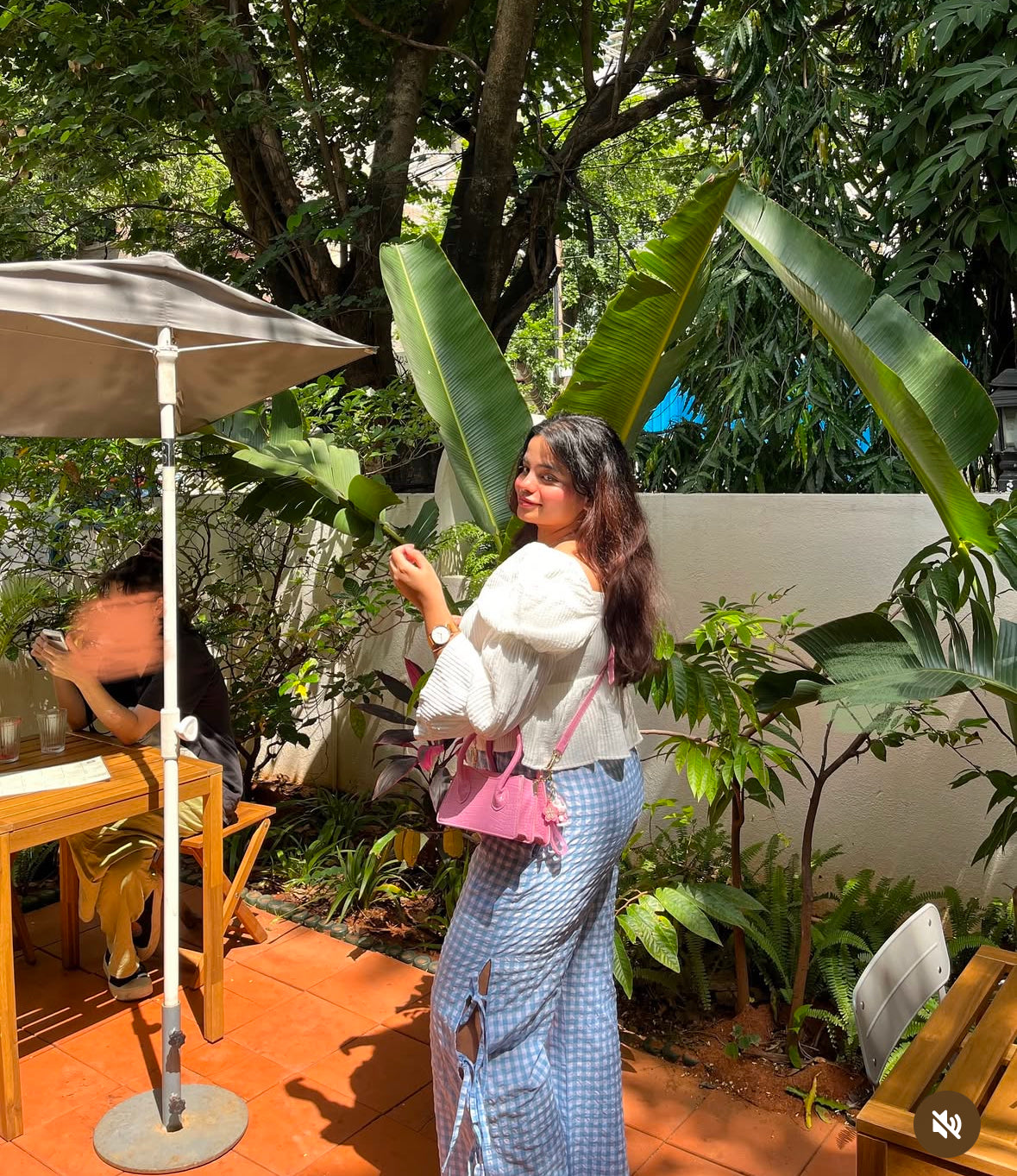 Viral Blue Gingham Bow Pants