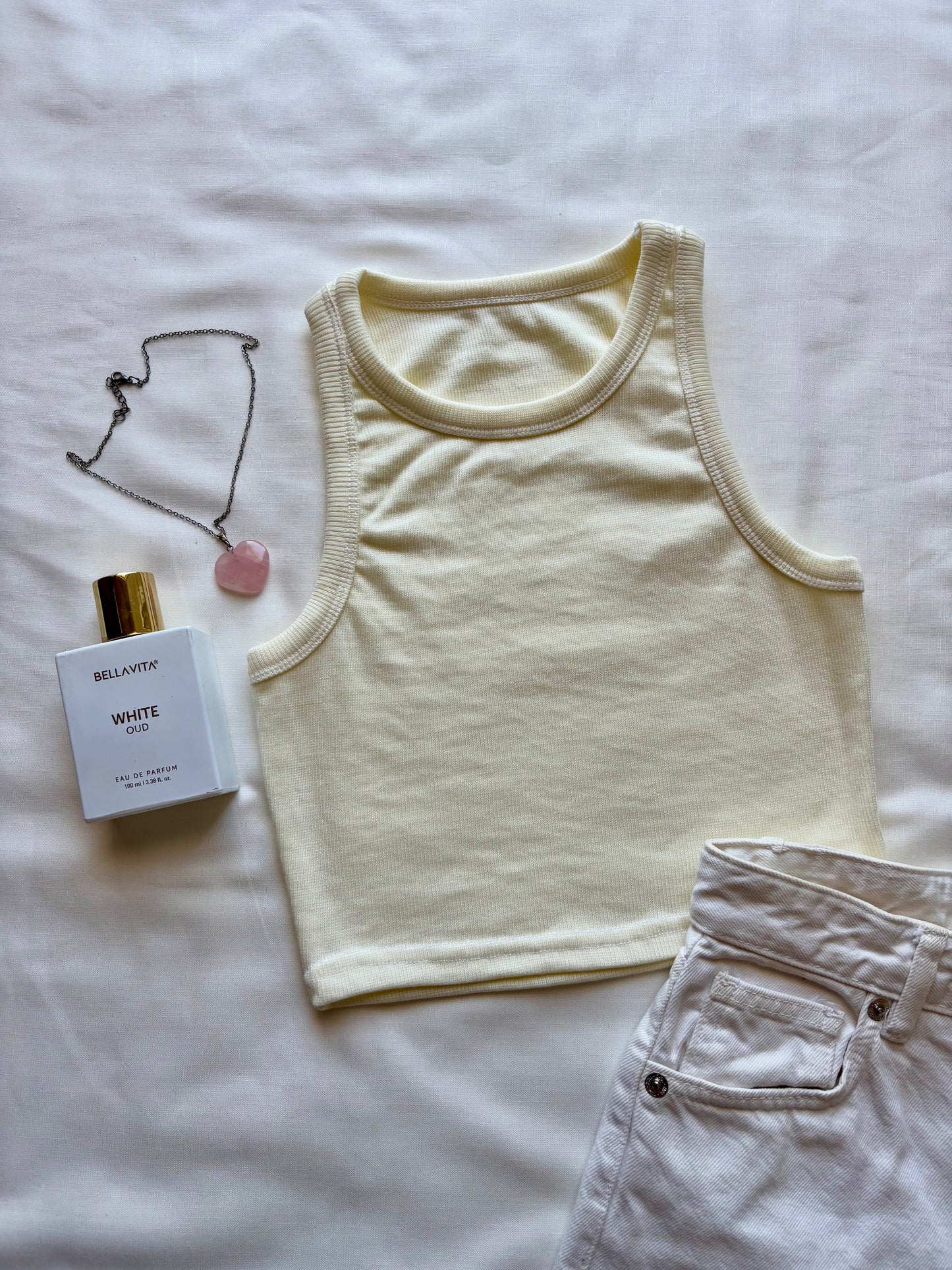 Light Yellow Basic Tank Top For Women