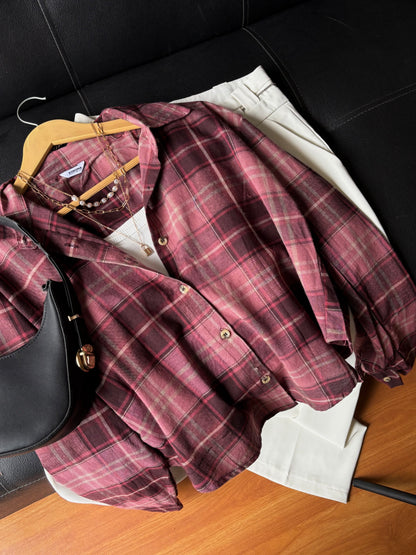 Mauve Burgundy Checked Shirt