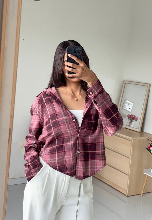 Mauve Burgundy Checked Shirt