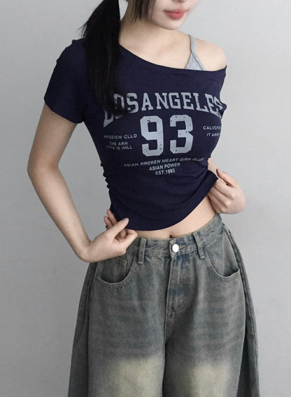 Los Angeles 93 One Shoulder Built-in Bra Tops