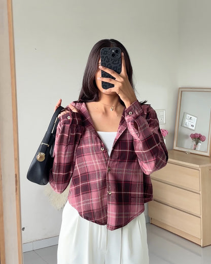 Mauve Burgundy Checked Shirt