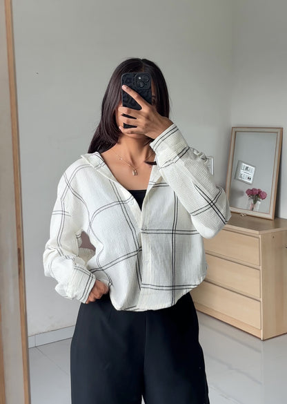 Off White Checked Shirt