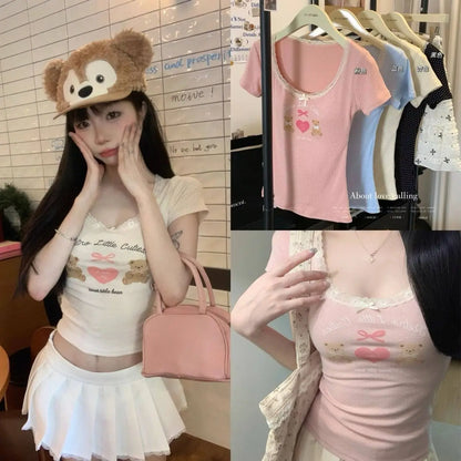 Retro Love Teddy Built-in Bra tops