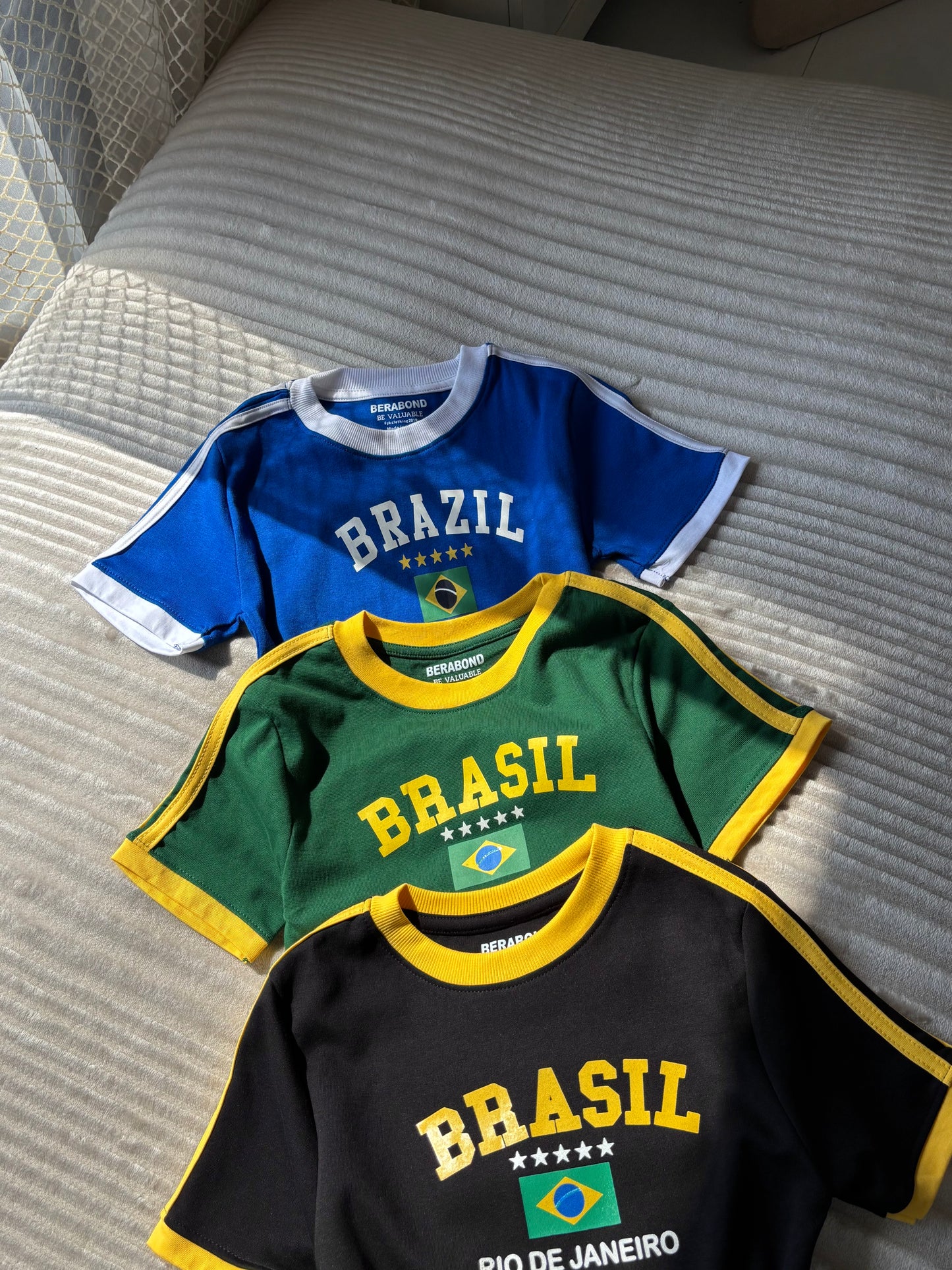 Viral Brazil Varsity Crop Tees