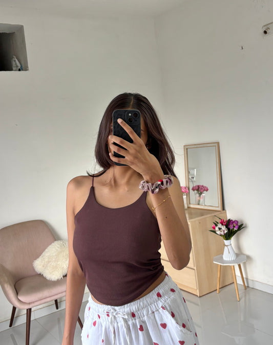 Brown Double Layer Tank Top
