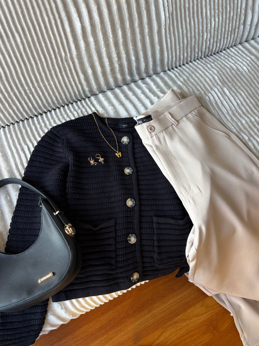 Black Button Cardigan