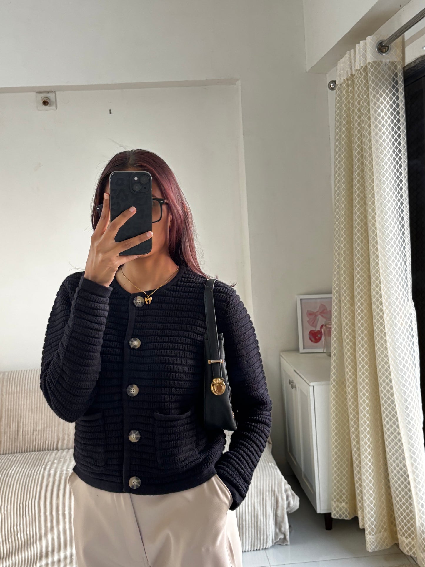 Black Button Cardigan