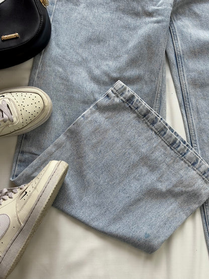 Ice blue wide leg denim jeans