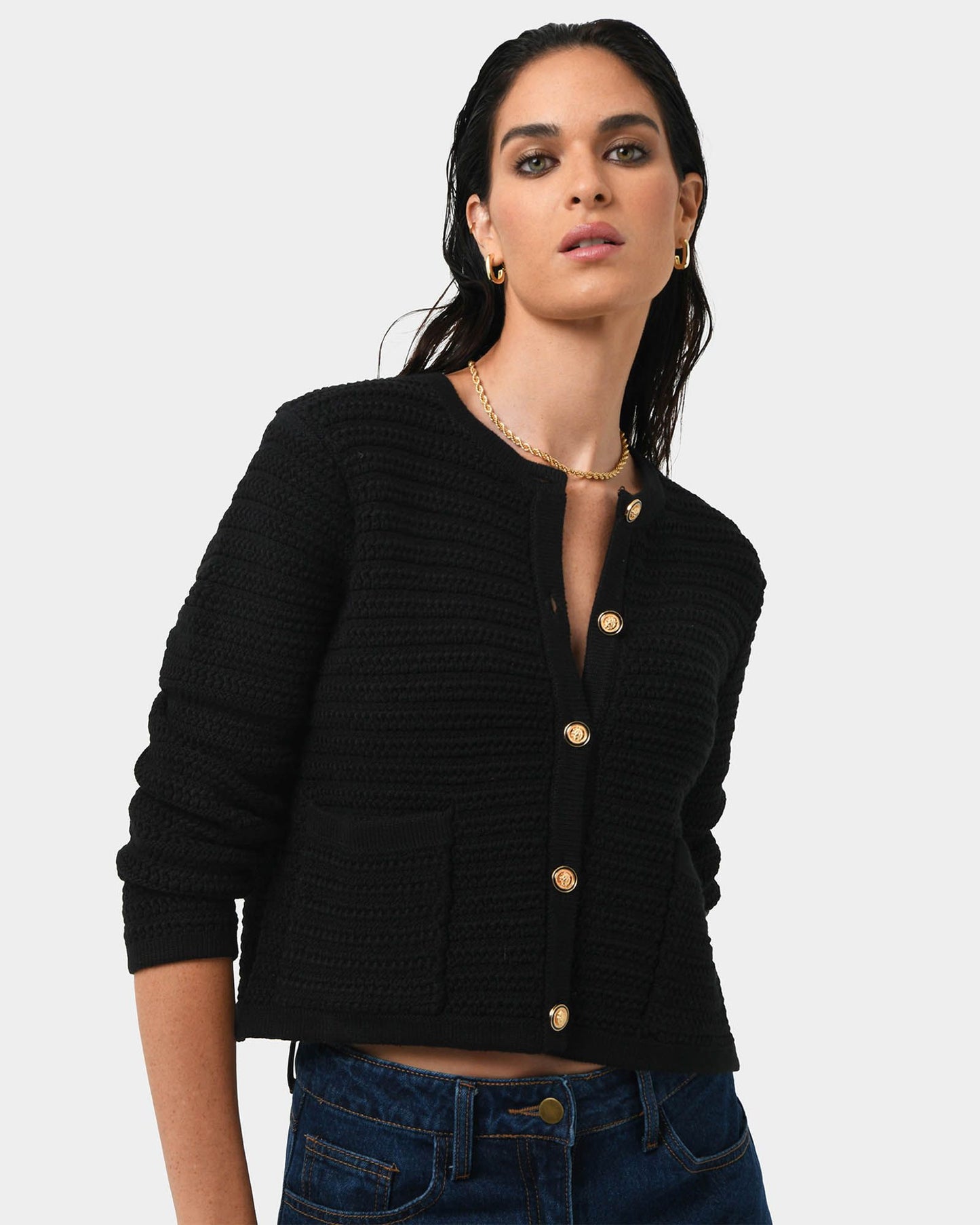 Black Button Cardigan