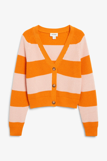 Orange Oversized Button Cardigan