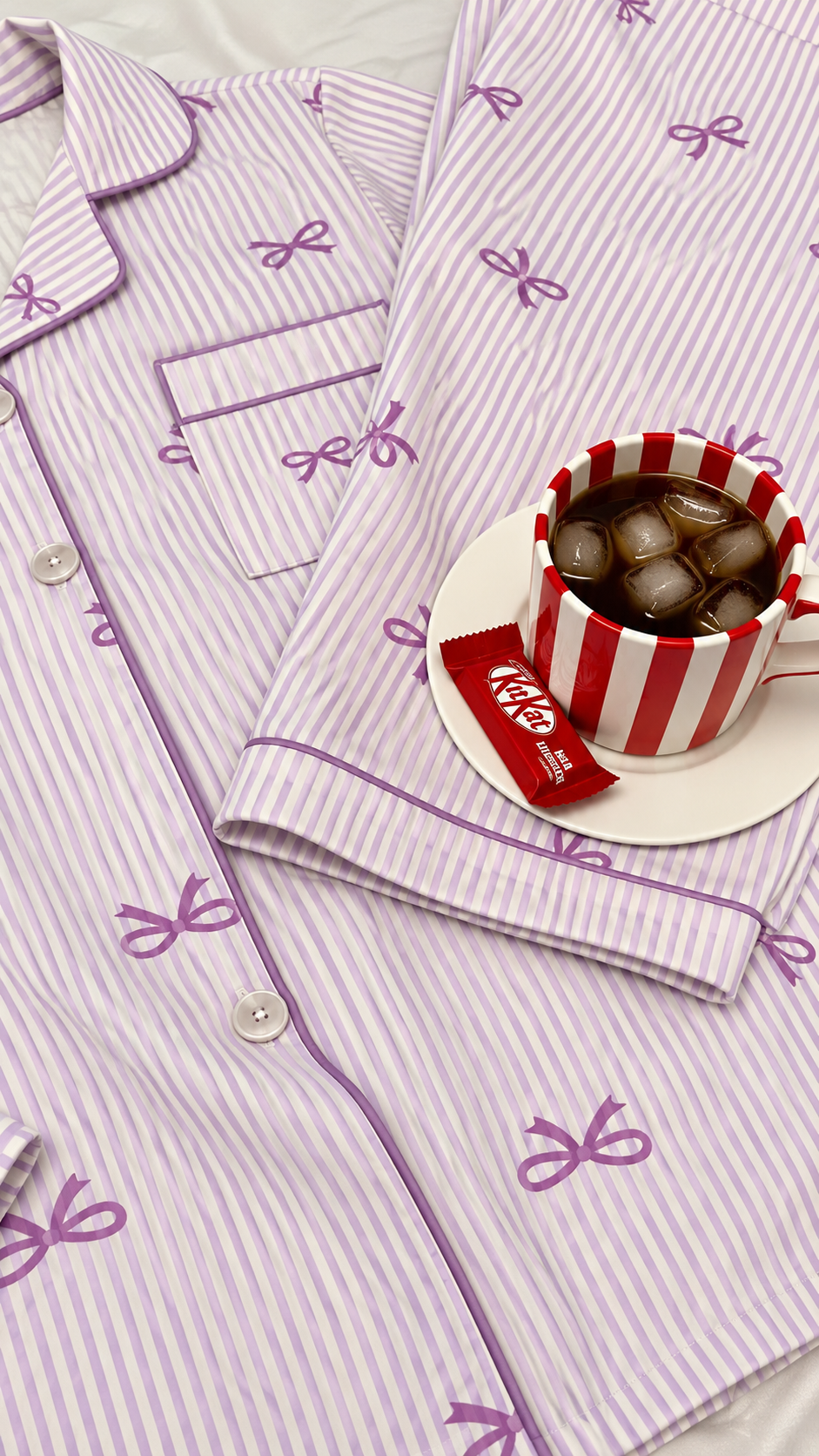 Lavender Bowtiful Striped Full Sleeve Pj set