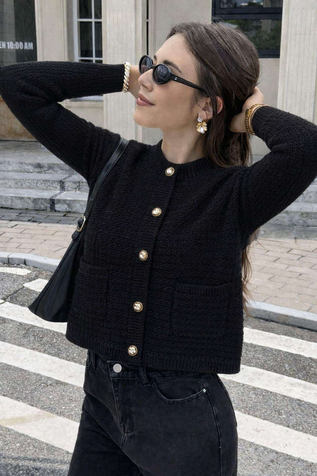Black Button Cardigan