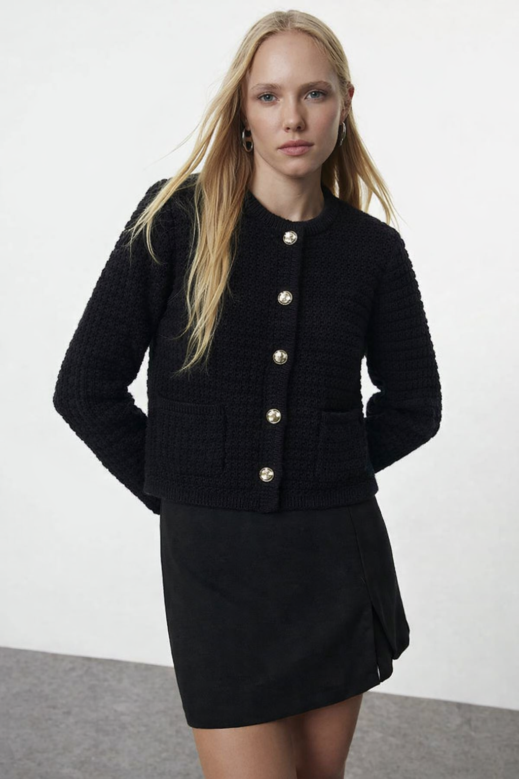 Black Button Cardigan