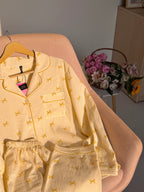 Yellow Bowtiful Striped Full Sleeve Pj set